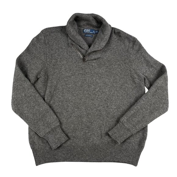 Polo Ralph Lauren Mens 100% Lambs Wool Asymmetrical Cowl Neck Sweater XXL - Picture 1 of 7